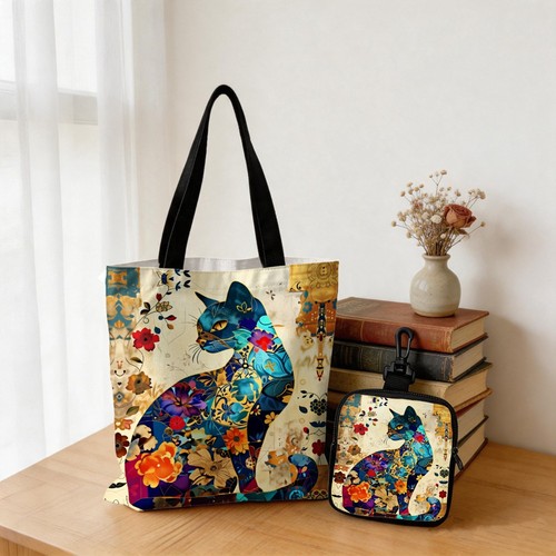 Vintage floral cat tote - vintage,