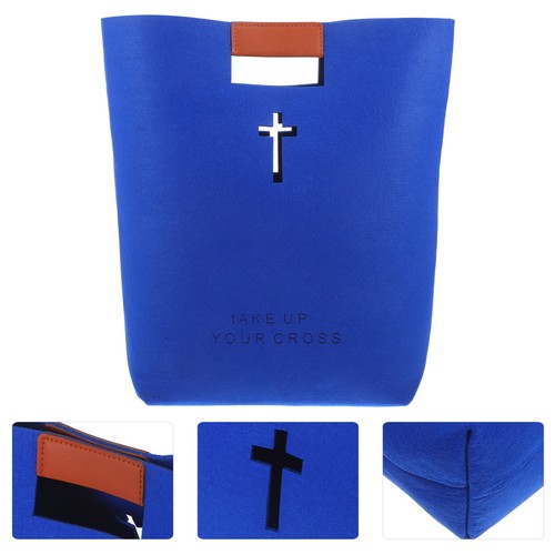 Blue felt bible tote bag - bible,