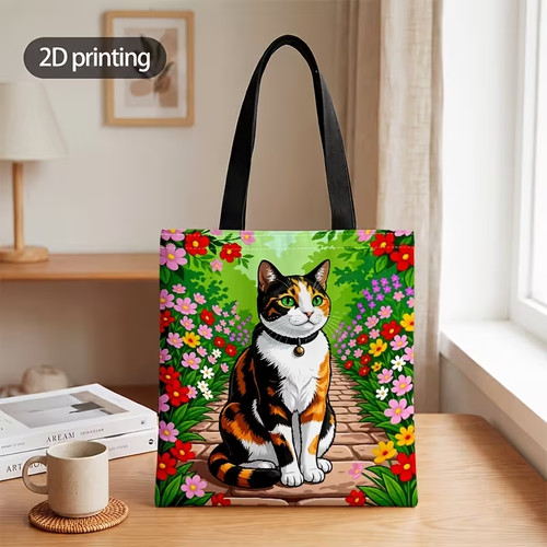 Cat themed reusable - cat, tote