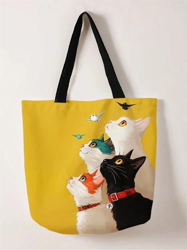 Stacked cat canvas - canvas, tote