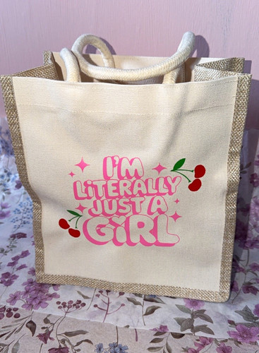 Small beige jute canvas tote - small,